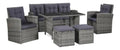 6-TLG. Garten-Lounge-Set mit Auflagen Poly Grau rattan