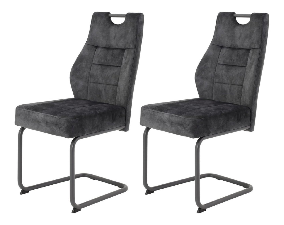Hela Tische Grau anthrazit 2er Set Esszimmerstuhl Schwingstuhl Linda Mikrofaser