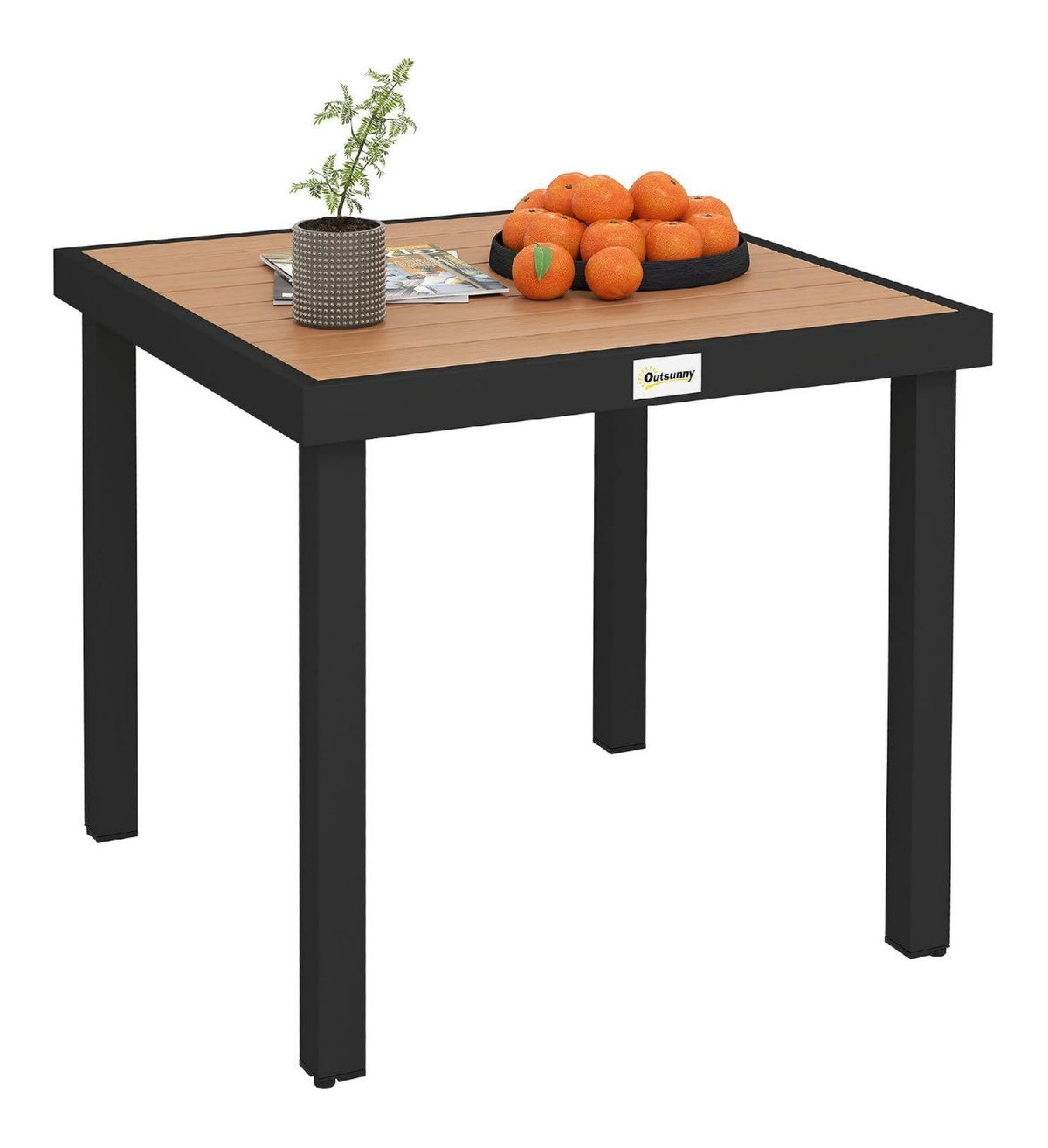 Gartentisch fuer 4 Personen Esstisch Aluminiumtisch Gartenmoebel Loungemoebel pflegeleicht Kunststoff Grau natur 80 x 80 x 74 cm