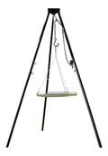 Massives 180 cm Stahl Dreibein Benny + 55 cm Grillrost V2A nur 10 mm Stababstand/Schwenkgrill fuer Gulaschkessel Gulaschtopf