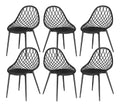 Gartenstuehle 6er Set Schwarz Terrassenstuehle mit Metallfuesse Verstellbare Fussstuetze Outdoor Stuhl Strandkorb Loungesessel Outdoor Garten Balkon