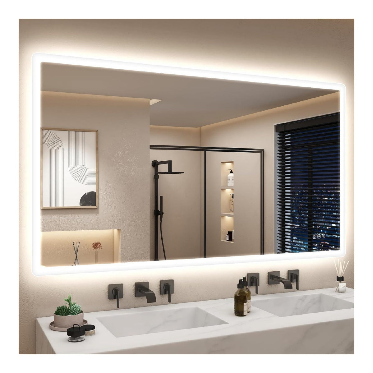 STARLEAD Bluetooth Badspiegel-mit-Beleuchtung 140x80cm Badezimmerspiegel mit Entfoggen Dimmbar