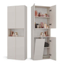 Hochschrank Bad mit Waeschekorb Silber 60x30x174 cm Kaschmir