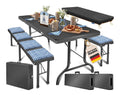 Bierzeltgarnitur 3er Set anthrazit 183x76x74cm Klapptisch + 2X Sitzbank Gartenmoebel Set fuer 8 Personen Bierbankgarnitur fuer Garten