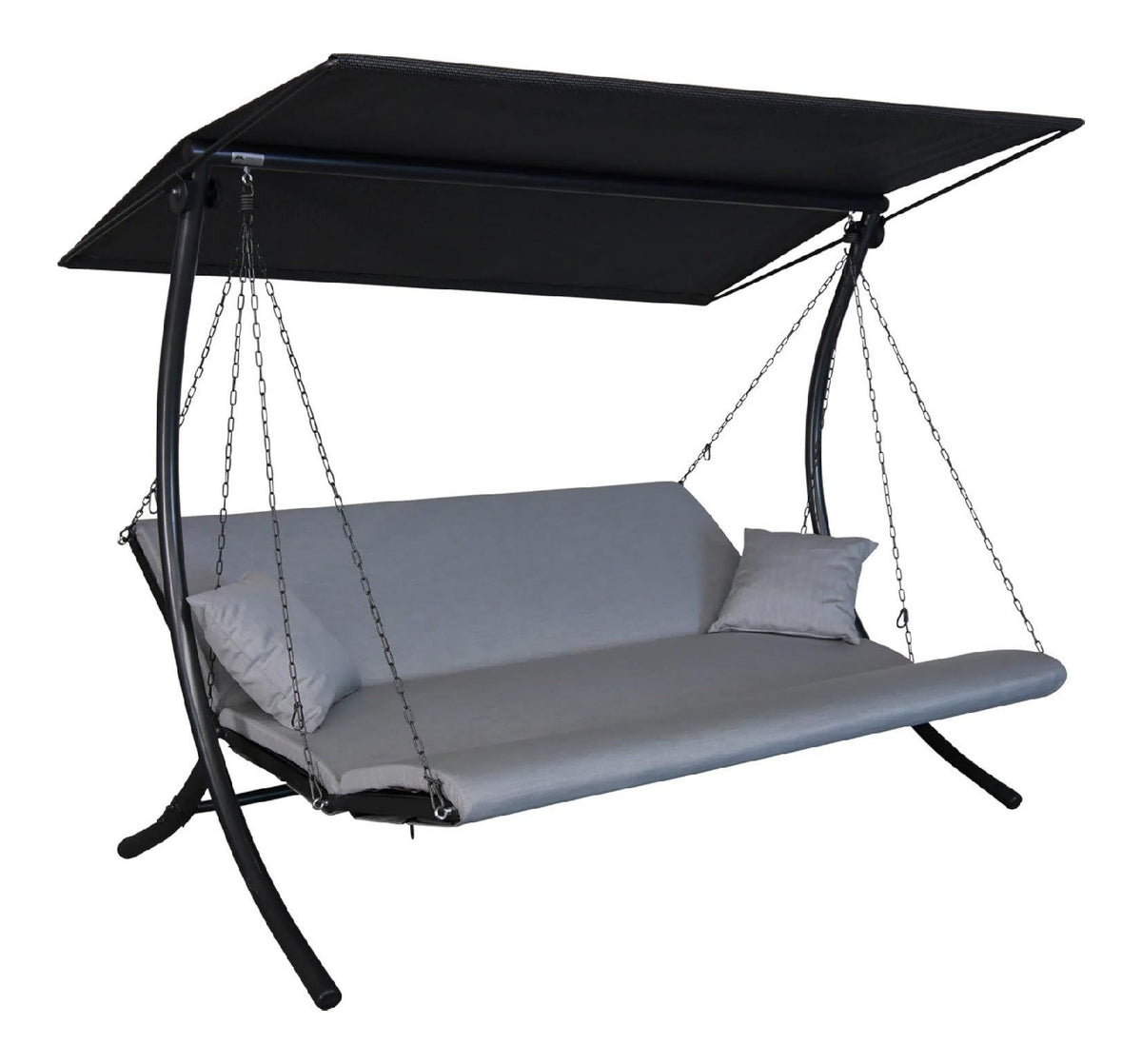 Hollywoodschaukel Swing Zip wetterfest Gartenschaukel Made in Germany Grau hellgrau Schaukel zum Sitzen Liegen und Entspannen