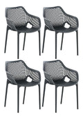 CLP Gartenstuhl 4er Set Grau stapelbare wetterfeste Kunststoffstuehle fuer Terrasse Garten modern mit Armlehnen