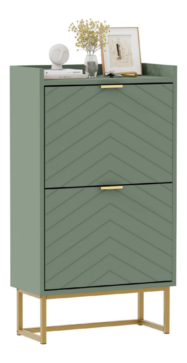 Schuhschrank mit 2 Klappen Schmal 50x24x103,5cm Schuhkipper 5cm Schuhkommode mit Kippschutz Verstellbare Trennwaende fuer Verschiedene Schuhtypen
