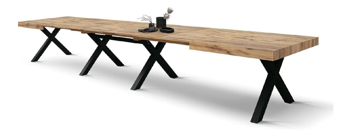 PAZZO DESIGN Ausziehbarer Tisch Roberta Schwarz eiche Wohnzimmertisch Kuechentisch