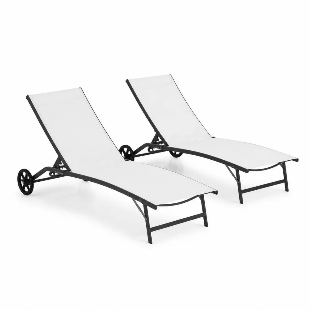 2er Set Sonnenliegen aus Aluminium und Textilg