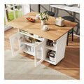 ModernLuxe Mobile Kuecheninsel mit klappbarer Tischplatte Weiss Buffetschrank Kuechenwagen mit Rollen Multifunktionaler Speisewagen