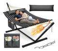 Haengematte Hill mit Gestell Kissen Doppelhaengematte fuer 2 Personen-Stabiler Rahmen 200kg Belastbarkeit Indoor Outdoor XXL Haengesessel Doppel