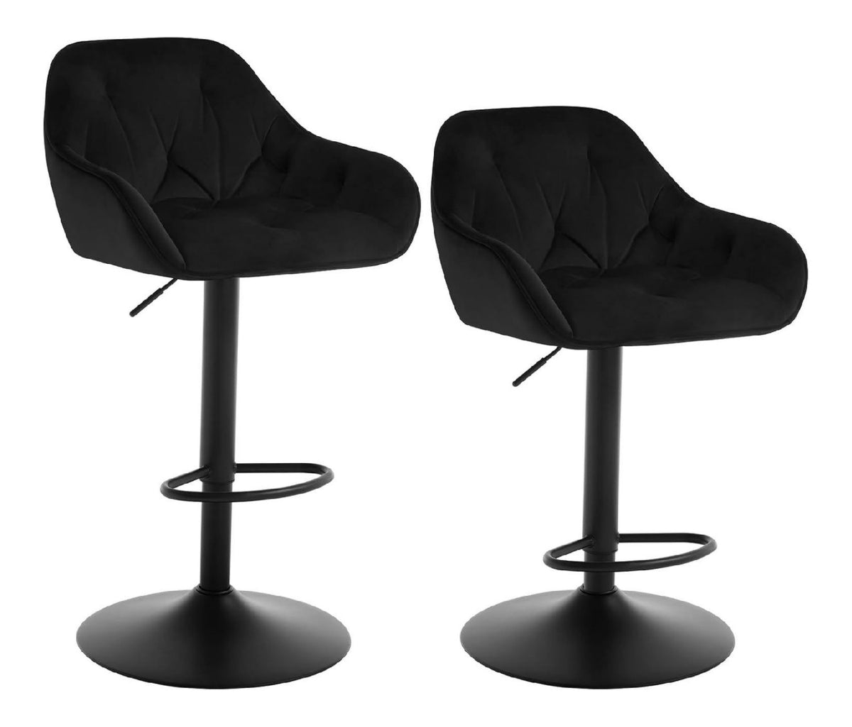 Barhocker 2er Set Schwarz Barstuhl hoehenverstellbar drehbar Drehstuhl mit Samtbezug