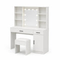 Wei?er Schminktisch aus MDF mit Hocker und L