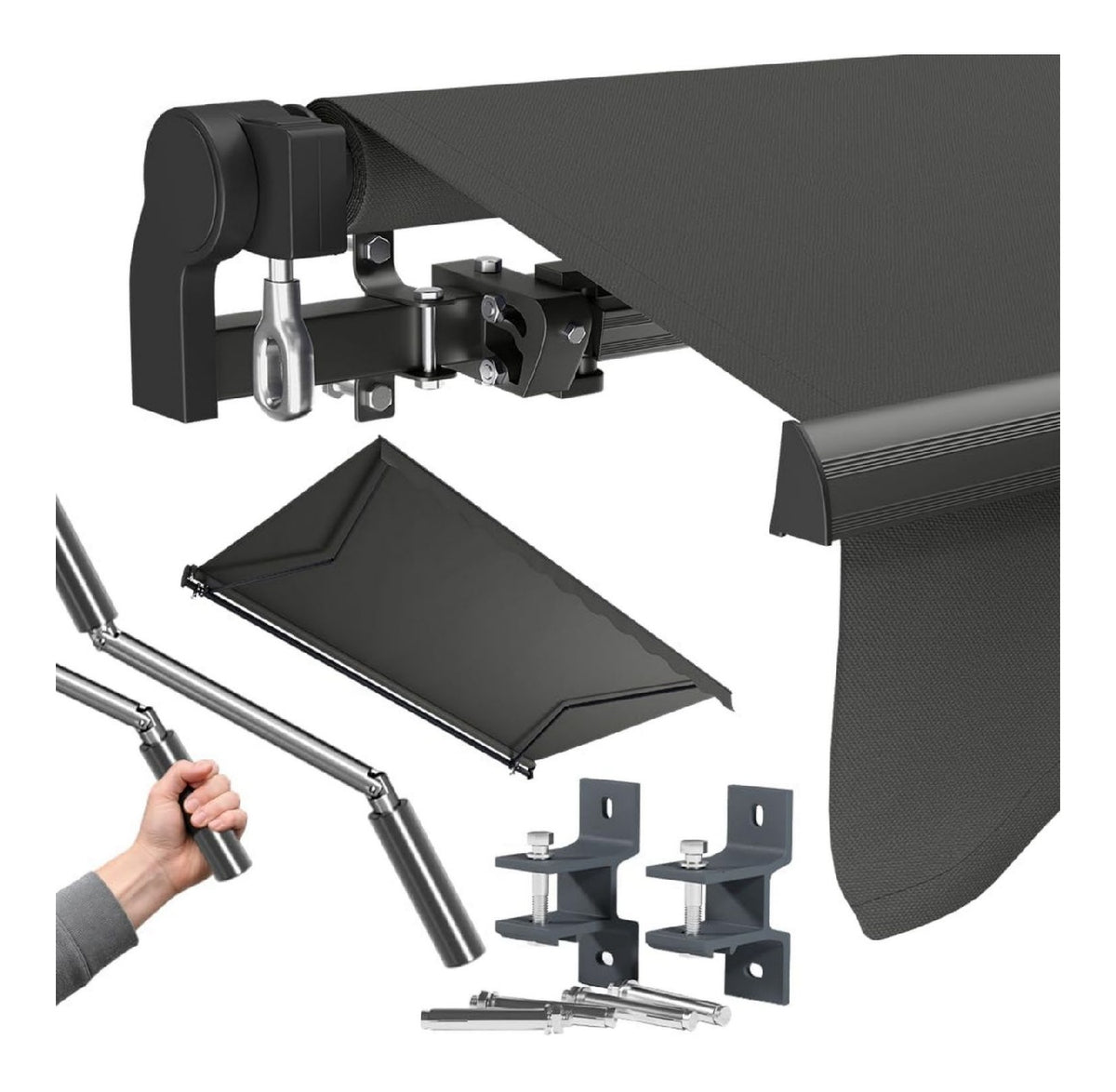 Kestria Markise anthrazit 400x250 cm Gelenkarmmarkise mit Kurbel Blickdicht wetterfest