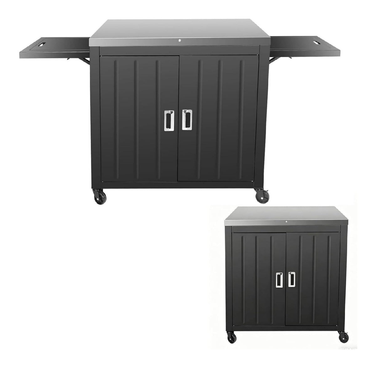 Grillwagen edelstahl 167,5 x 65 x 91,9cm Outdoor Grillschrank mit -Arbeitsplatte Grilltisch mit unterschrank