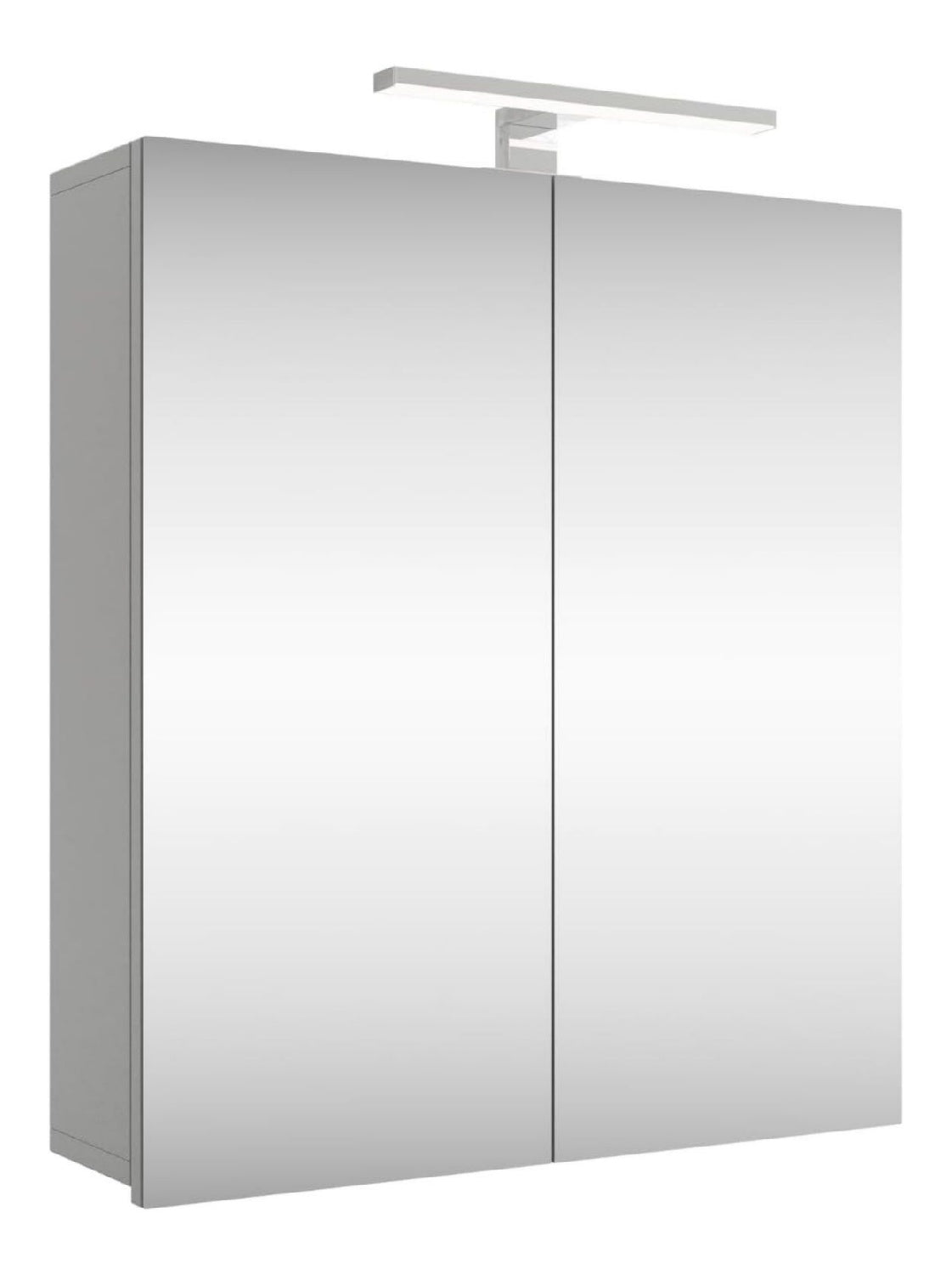Spiegelschrank Bad mit Beleuchtung 60 cm breit Badschrank haengend mit Spiegel LED Beleuchtung - Weiss grau