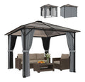 Gartenpavillon Aluminium Wasserabweisend Stabil Grau dunkelgrau 3 x 3 m Winterfest Hardtop