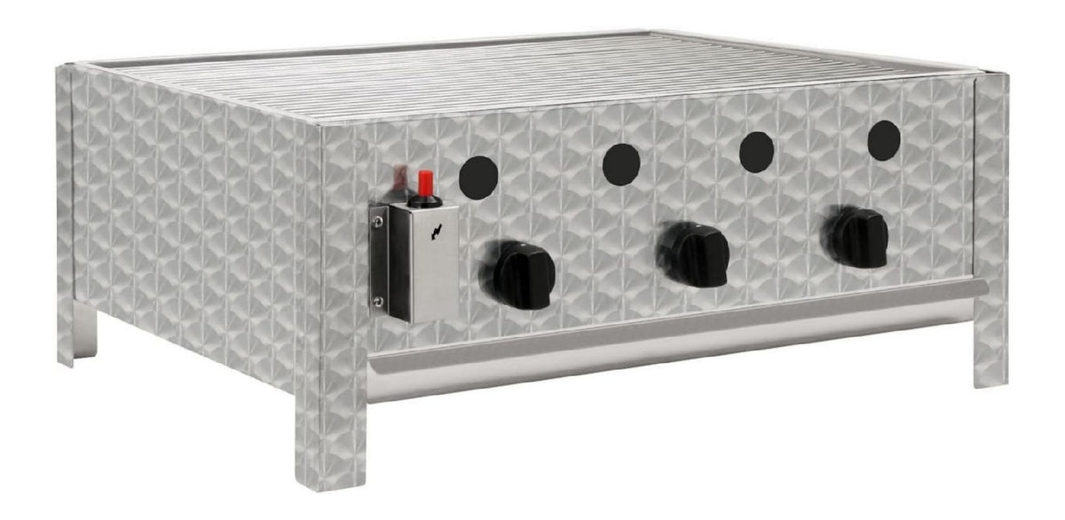 Gastrobraeter 3-flammig (B) 64 x (T) 52 x (H) 27 cm Gastrogasgrill edelstahl Wurstbrater Tisch grill Gastrogrill
