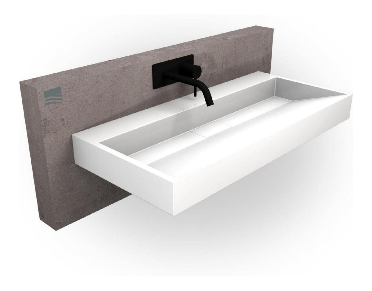 Wandwaschbecken Aufsatzwaschbecken - Breite waehlbar Breite100cm - mit Armaturloch