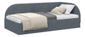 Eckbettgestell mit Kopfteil 90 cm x 200 cm Samt Grau dunkelgrau