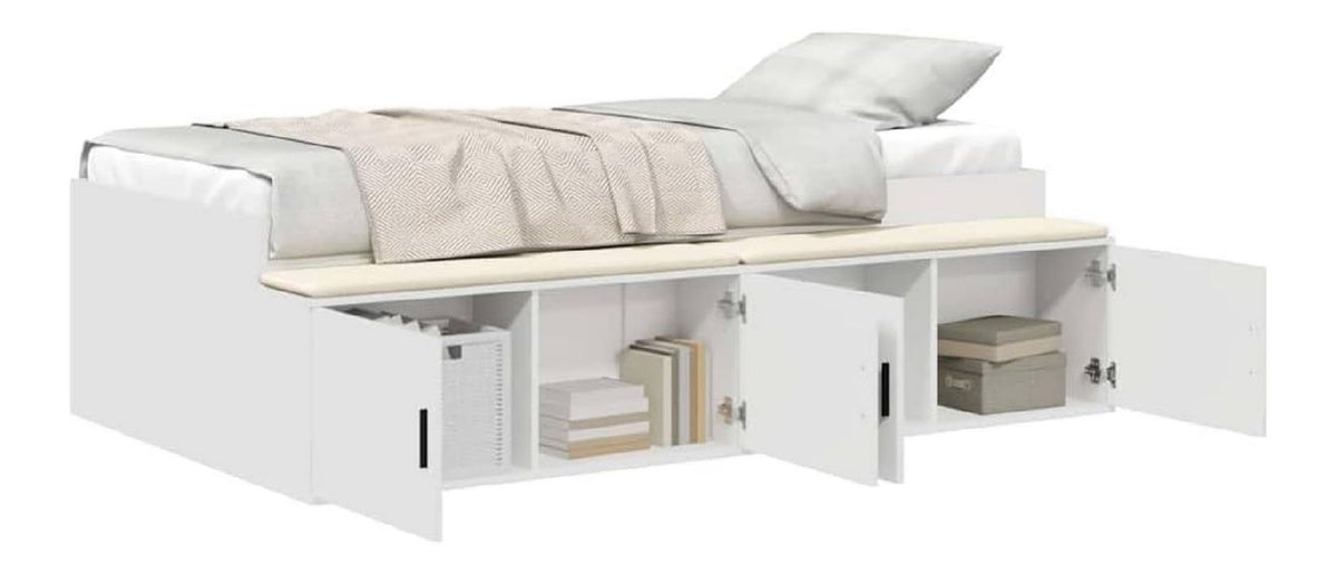 Bettrahmen mit Schubladen Holzwerkstoff Frische und schlanke Vibes Weiss holz 90 x 200 cm Viel Platz um alles ordentlich zu halten