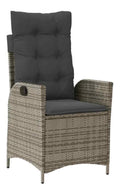 Gartensessel Verstellbar mit Kissen Poly Grau rattan