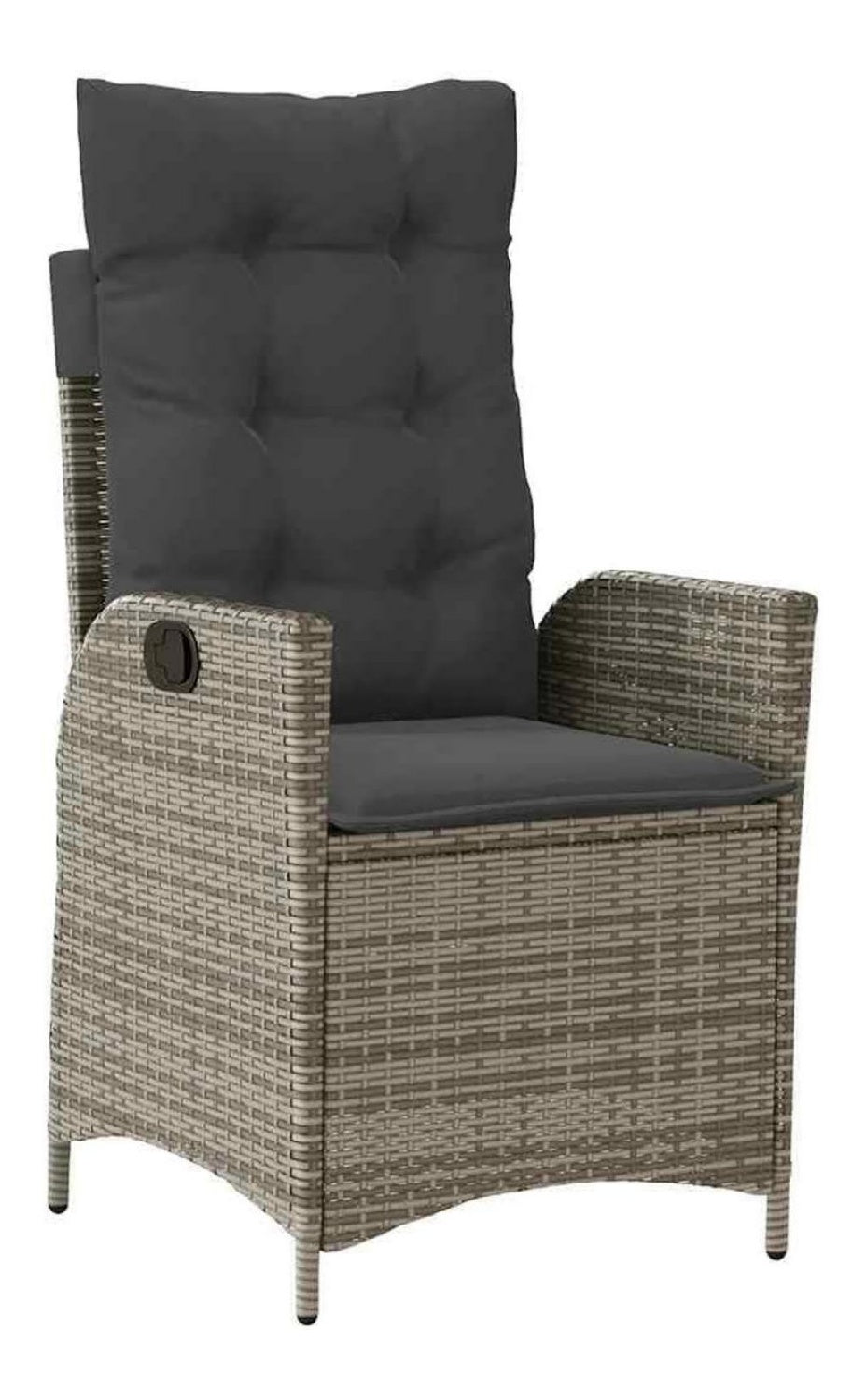 Gartensessel Verstellbar mit Kissen Poly Grau rattan