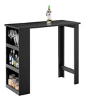 Kuechentheke Bartisch mit 3 Ablageflaechen Schwarz 112 x 106 x 57 cm Stehtisch fuer Kleine Raeume Hoher Tresentisch fuer Kueche