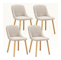Esszimmerstuehle 4er Set Holzbeine Polsterstuhl Kuechenstuhl aus Polyester Stuehle Esszimmer Wohnzimmerstuhl fuer Esszimmer Kueche Buero Beige