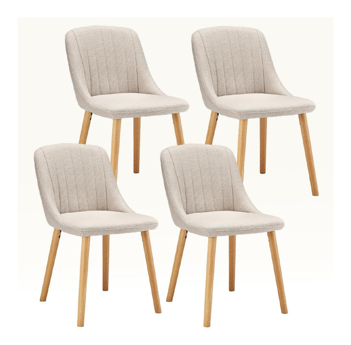 Esszimmerstuehle 4er Set Holzbeine Polsterstuhl Kuechenstuhl aus Polyester Stuehle Esszimmer Wohnzimmerstuhl fuer Esszimmer Kueche Buero Beige