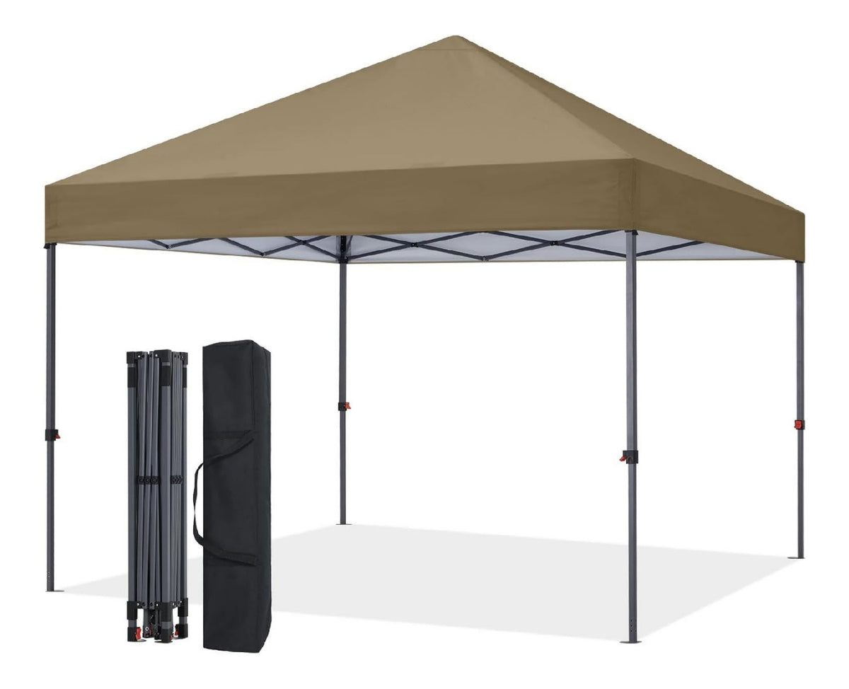 MasterCanopy Pop-up-Pavillon Faltpavillon Festzelt 3x3 Khaki Schnellaufbau 3-Fach hoehenverstellbar