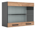 Kuechenglasschrank Gold eiche Goldkraft 80 cm zur freien Kombination innerhalb modularer Kuechensysteme