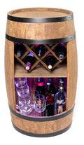 COOPER Fass bar mit Weinhalter - Weinregal LED RGB - Holzfass Hausbar - Rustikaler deko Barschrank Weinstaender Weinschrank ( ) Braun dunkelbraun