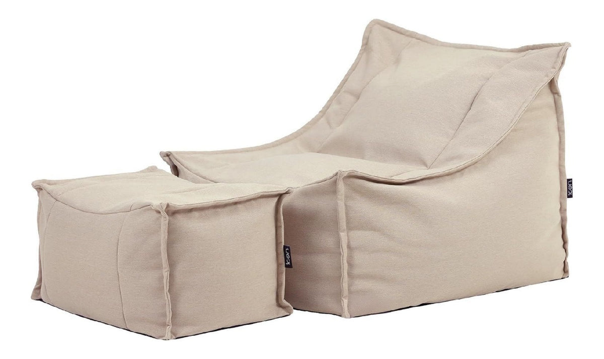 Alto Outdoor Sitzsack Sessel mit Hocker Beige Olefin Stoff fuer Drinnen und Draussen Riesen Sitzsack mit Fuellung