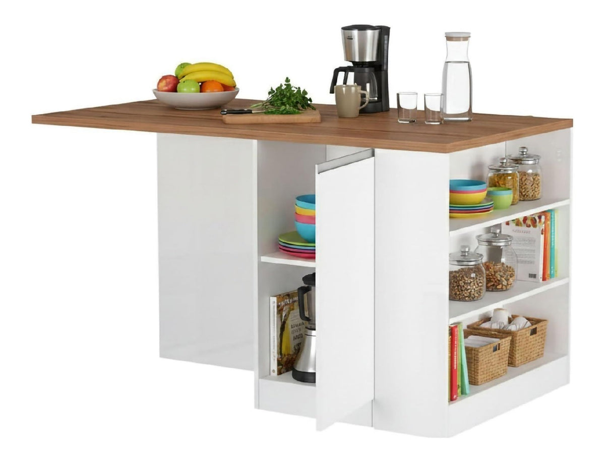 Dmora - Kuecheninsel Osvaldo Weiss eiche 160 x 90 x 90 cm Mehrzweckschrank Kuechenzeile Schrank
