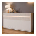 Oak SQUERE Sideboard 160 eiche Elegantes Sideboard mit 3 Tueren Beleuchtung und Lamellendesign
