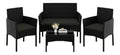 Yaheetech 4-er Gartenmoebel Set Balkonmoebel Set aus Terassenmoebel mit 2er Sofa Schwarz grau 2 Stuehle Tisch Sitzkissen fuer Aussen
