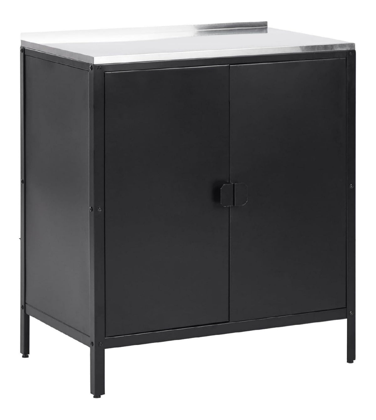 Beliani Outdoor-Kuechenschrank Stahl mit Edelstahlplatte modern Vilama Schwarz silber