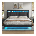 Polsterbett Grau 160x200 cm Schwebebett Bettrahmen mit LED-Beleuchtung