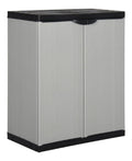 Garten Lagerschrank mit 1 Boden Kunststoffschrank Haushaltsschrank Schrank Beistellschrank Gartenschrank Schwarz grau 68x40x85cm