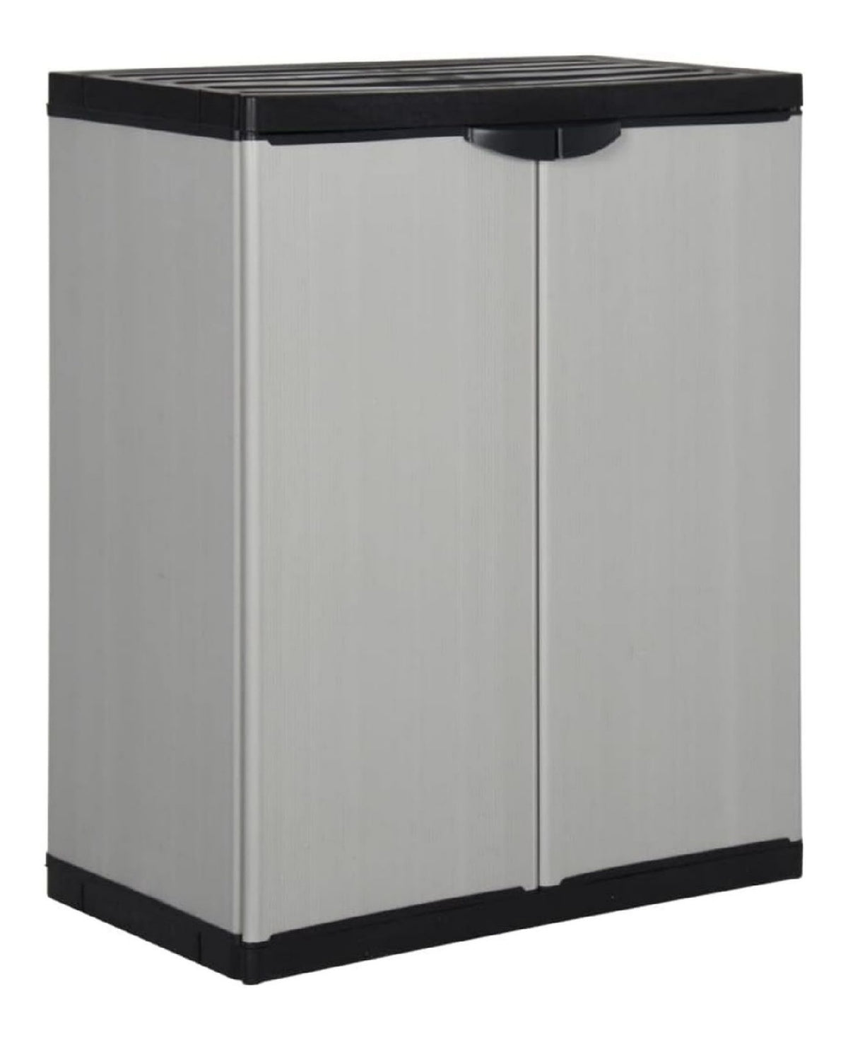 Garten Lagerschrank mit 1 Boden Kunststoffschrank Haushaltsschrank Schrank Beistellschrank Gartenschrank Schwarz grau 68x40x85cm