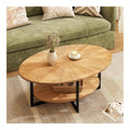 PADMA HOUSE Couchtisch Oval mit Tablett Grau holz 110 66 Modern wohnzimmertisch mit Kreuz Metall Beine Kaffeetisch fuer Wohnzimmer Schlafzimmer