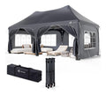 Pavillon Wasserdicht mit 6 Seitenwaenden Grau 3x6m Faltpavillon Stabil Partyzelt Winterfest
