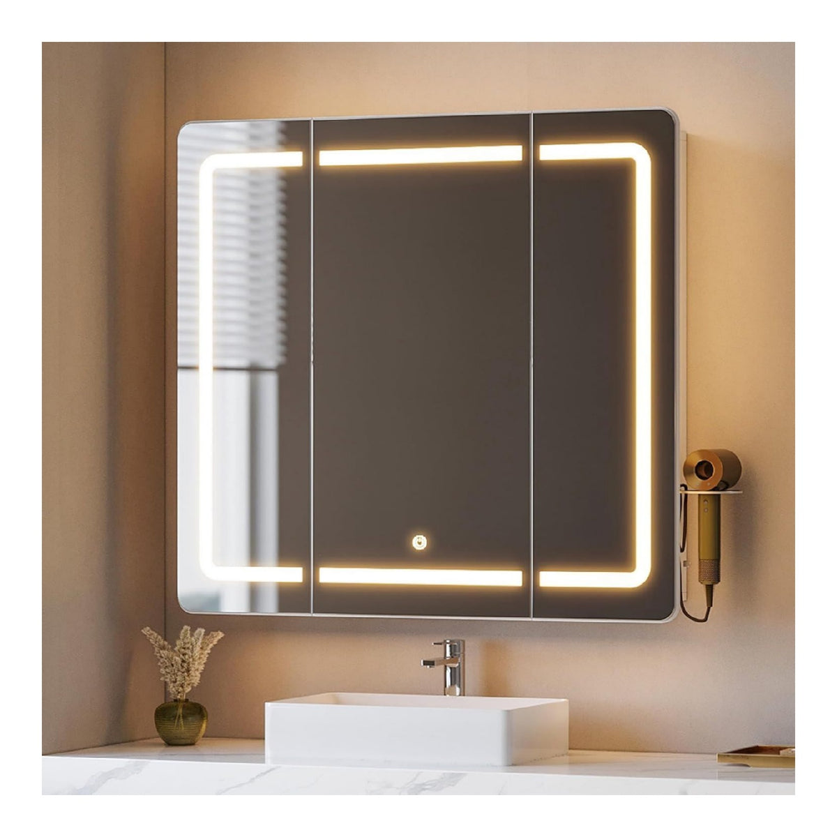 ENTRA Flurgarderoben Set in Artisan Optik Weiss eiche 117 x 198 x 38 cm - Stylishe Kompaktgarderobe mit Spiegel fuer Ihren Eingangsbereich - (B/H/T