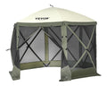 Pop-Up-Pavillonzelt Gruen 10 x 10 Pop-Up-Zelt mit 6-seitigem Baldachin Sonnenschutz mit 6 abnehmbaren Sichtschutz-Windtuechern und Netzfenstern