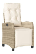 Gartensessel mit Fussteil Verstellbar Poly Beige rattan