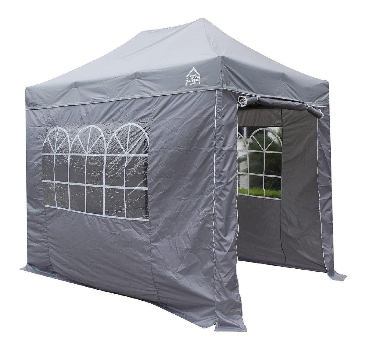 All Seasons Gazebos Pop Up Gazebo mit 4 Seitenwaenden Grau 3x2m Zubehoerpaket Rolltasche Schwerlast vollstaendig wasserdicht