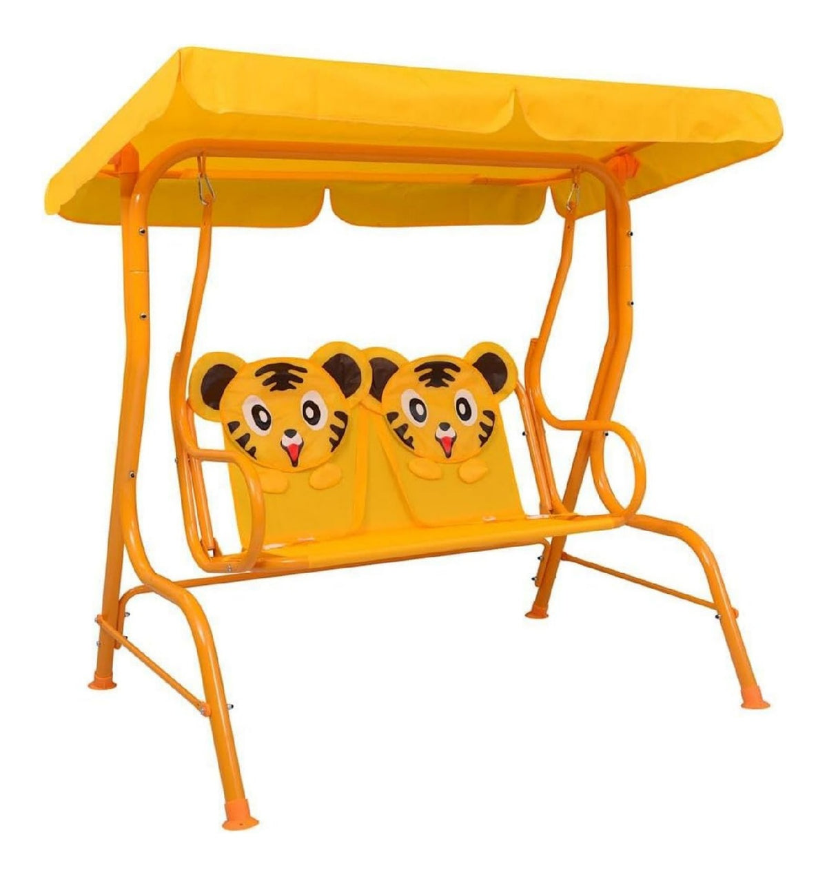 Kinder Hollywoodschaukel Kinderschaukel Gartenschaukel Gartenbank Schaukelbank Haengeschaukel Gartenmoebel Stoff Gelb 115x75x110cm