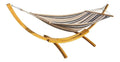 Haengematte mit Gestell aus Lagarde Haengematte Metallteile aus Braun edelstahl 320x120cm Laerchenholz naturfarben geoelt Baumwollmatte