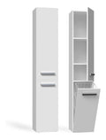 Badezimmerschrank Badschrank Schmal Hoch Weiss 30x31x170 cm mit 1 Waeschekorb Breite 31 cm Badezimmermoebel Aufbewahrungsschrank fuer kleine Raeume